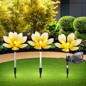Lampu dekorasi taman tenaga surya berdiri 3 buah, patung pasak Lotus led lampu dekorasi taman - Product Image 4