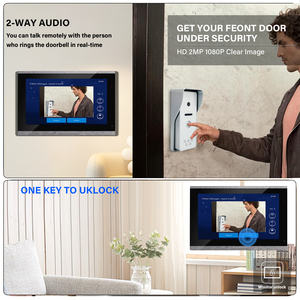 Système IP <span class=keywords><strong>de</strong></span> bonne qualité, moniteur intérieur 10 pouces, étanche IP65, sonnette filaire, application Tuya, WIFI, vidéophone, <span class=keywords><strong>interphone</strong></span> vidéo - Product Image 3