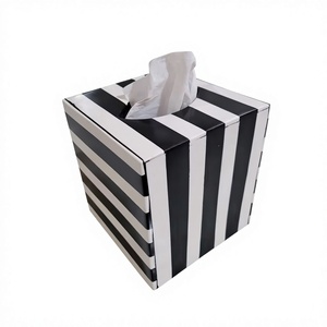 Boîte à mouchoirs décorative de luxe en os et résine incrustés, motif floral, logo personnalisable pour un style intérieur élégant - Product Image 1