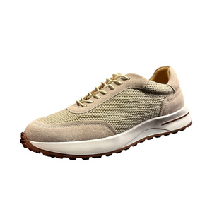 QHCCID Baskets basses en daim et maille respirantes pour hommes, chaussures de marche décontractées, beige, kaki, marron chocolat, lacets avant, couleur unie - Product Image 2