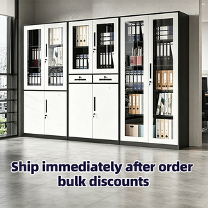 Metal Filing Cabinet with Glass Doors Lockable <b>Office</b> Storage <b>Unit</b> Minimalist Design for Commercial Use - Product Image 3