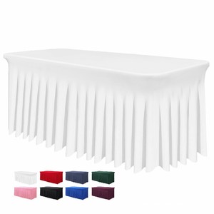 Banquete 6FT Spandex Rectangular Falda Cubierta de mesa Reunión Oficina Mantel elástico - Product Image 6