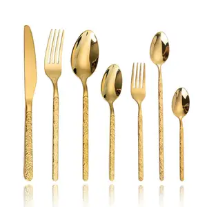 High Quality Practical Luxury 304 Stainless Steel Wedding Banquet Gold Cutlery Set