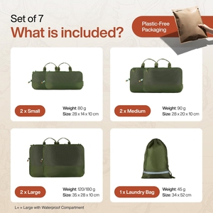 OEM/ODM 7 Pieces Compression Packing Cubes Set for Suitcases <strong>Backpacks</strong> Travel Lightweight Compressible <strong>Organisers</strong> for Luggage - Product Image 2