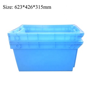 QS 623*426*315mm Plastic Stackable Nestable Turnover Fish <strong>Bins</strong> Bale Arm Handle Stackable <strong>Bread</strong> Pizza Dough Food Tray Mesh Basket - Product Image 5