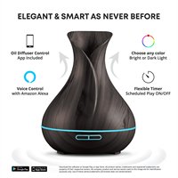 Humidificateur d'air à ultrasons en plastique USB de 400 ml, grain de bois, aromathérapie, purificateur d'air, télécommande pour usage domestique et automobile