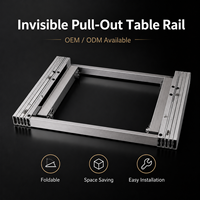 Glissière de table à manger escamotable à extraction fluide en aluminium ou acier laminé à froid avec mécanisme de verrouillage