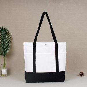 Wholesale Custom Tote Bag Canvasa Large <b>Canvas</b> Tote Bag With Button Cotton Blank Women's Tote Bags With Custom Printed Logo - Product Image 3