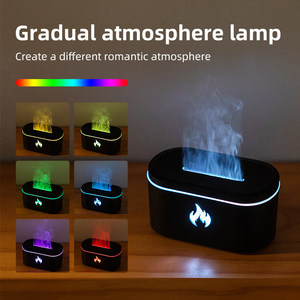 Flame Aroma Essential <b>Oil</b> <b>Diffuser</b> Desktop Seven Color Lights Simulation Fireplace <b>Diffuser</b> for Home Office - Product Image 4