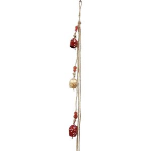 Elegant <b>5</b> Cluster <b>Iron</b> Hanging Bells Handmade Red Golden Wind Chimes for Indoor Outdoor Home Decor and Wedding Balcony - Product Image 1
