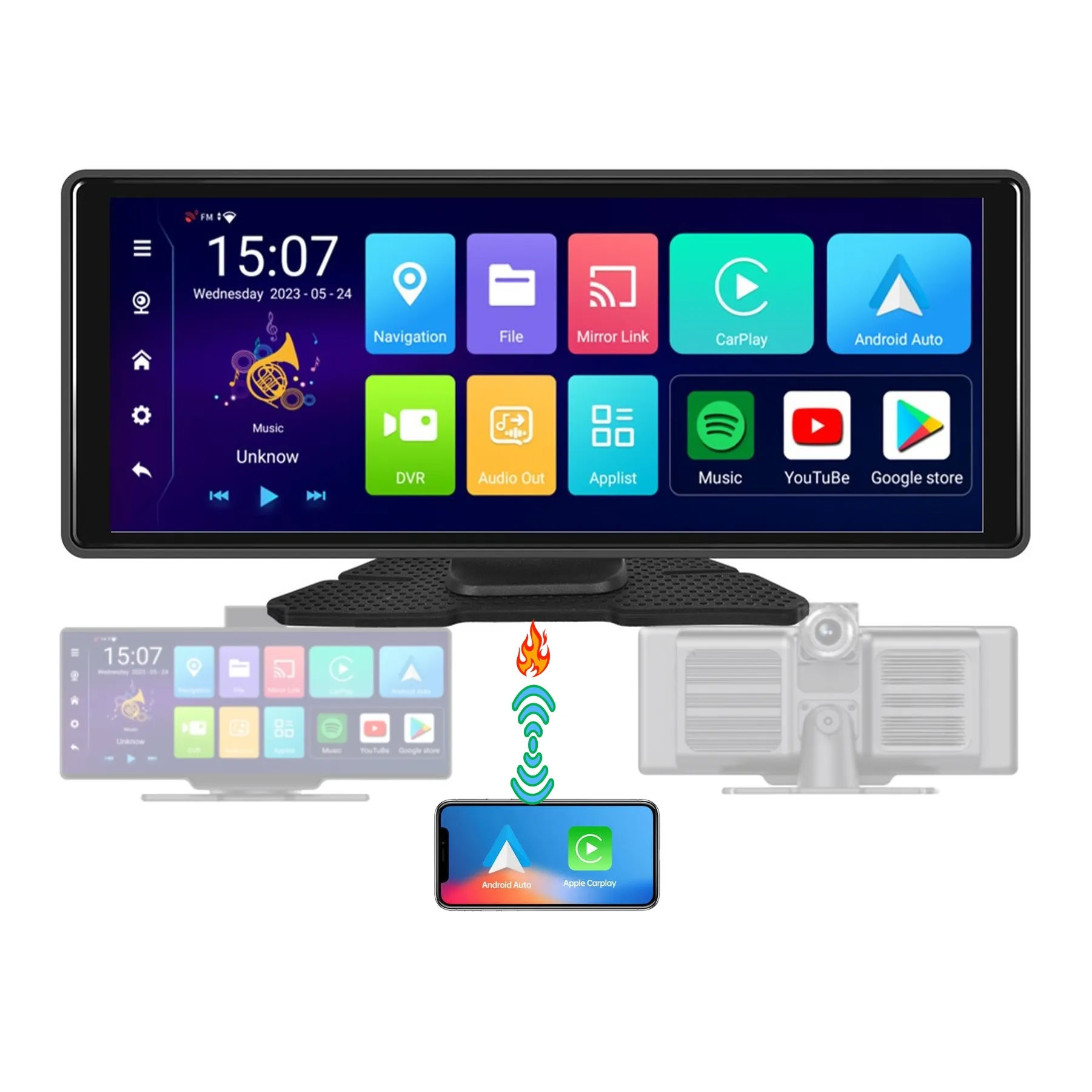 Zmecar PND Radio mobil portabel 10.26 inci, layar pintar Android Stereo Auto WIFI BT GPS 4G FM MP5 Player mobil layar CarPlay