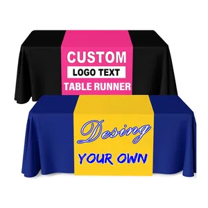 सस्ते पूर्ण रंग व्यक्तिगत डिजाइन लोगो विज्ञापन प्रचार कस्टम व्यापार शो खिंचाव सज्जित टेबल कपड़ा