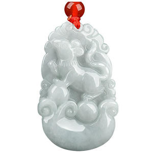 Colgante de jadeíta natural UNISEX verde claro, diseño original de los doce animales del zodiaco, regalo con certificado de tasación SX03 - Product Image 1