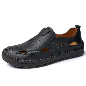 Handgefertigte Genähte Strand-Sandalen für Herren aus Echtem Leder mit Gummisohle und Geschlossener Zehenpartie - Product Image 2