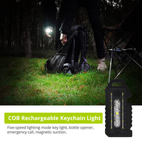 EDC senter genggam Mini murah, Senter kerja magnetik LED, Gantungan Kunci isi ulang, lampu kerja COB dengan Magnet