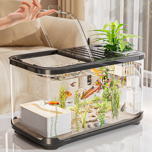 <span class=keywords><strong>Acquario</strong></span> Moderno Rettangolare in Plastica, Trasparente HD <span class=keywords><strong>per</strong></span> Pesci <span class=keywords><strong>d</strong></span>'<span class=keywords><strong>Acqua</strong></span> Dolce, Ornamento da Scrivania <span class=keywords><strong>per</strong></span> Ufficio, Grande <span class=keywords><strong>Acquario</strong></span> Domestico - Product Image 1