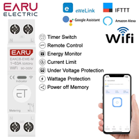 EARU WiFi Ewelink Smart MCB 1P Relais Minuterie Compteur d'Énergie kWh Protection Tension Courant Télécommande EAKCB-EWE-M-1-63A