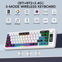 Keyboard Gaming Nirkabel 68-Key 3-Mode RGB LED Backlit Karet USB Type-C Ergonomis Kompak Membran untuk PC