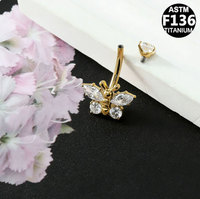 Getta AFTM F136 Anneau de nombril punk en titane avec serti de zircone cubique et motif abeille, bijou de piercing corporel