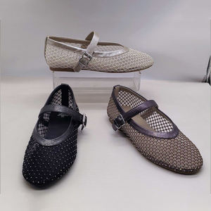 OEM ODM Women's Flat Bottom Ballet Shoes New European American Fishnet Hollow Design Summer Fashion Trend Women's Shoes Shallow - Product Image 2