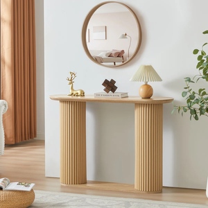 Table console moderne en bois, table de couloir, base sur piétement, design scandinave, meubles de salon, décoration d'entrée - Product Image 3