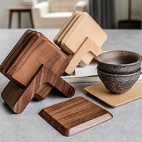 Sous-verre carré moderne en bambou carbonisé écologique de la marque MAX, 8 cm x 8 cm, pour la maison et la restauration