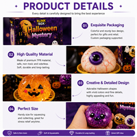 Vente en gros usine : Jouet Squishy anti-stress en TPR souple, thème Halloween, surprise mystère, forme oeil rond et citrouille