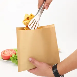 Paquete de valor resistente a la grasa impermeable Diy Browntreat Flat Favor bolsa de papel personalizada sándwich para cafés panaderías Delis