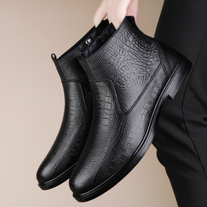 Bottes Chelsea pour homme en cuir de vache véritable gaufré façon croco, bottines habillées à enfiler pour affaires et occasions formelles, tailles 37-45 - Product Image 6