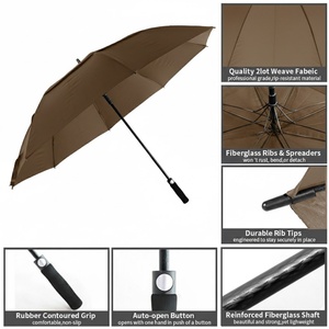 Brown Golf <b>Umbrella</b> 62 Inch 130cm Semi-<b>Automatic</b> Open Windproof Double Canopy Large Vented 8 Ribs Waterproof Men Women - Product Image 4