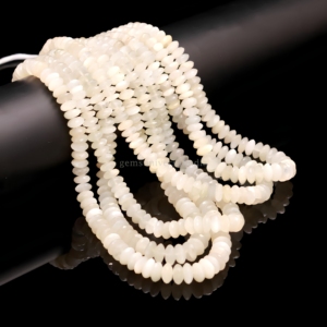 Perles Rondelles en Pierre de Lune Blanche AAA, Taille Allemande, 8mm à 10mm, Perles de Pierres Précieuses Naturelles, Fils de 16 Pouces, Vente en Gros pour la Fabrication de Bijoux - Product Image 1