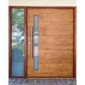 नवीनतम डिजाइन आधुनिक विला आवासीय मुख्य प्रवेश द्वार लकड़ी का दरवाजा घरों के लिए फ्रेम के साथ लकड़ी का बाहरी फ्रंट पिवट दरवाजा