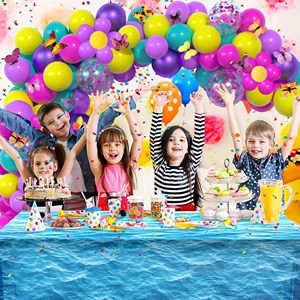 60 ballons de 12 pouces rose vif, violet métallisé, turquoise et jaune, ballons à confettis pour la décoration d'anniversaire sur le thème magique des enfants - Product Image 5