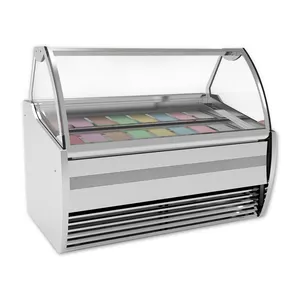 MEHEN MC16 vitrine gelato mergulhando refrigerado gabinete de sorvete comercial peito 16 pan freezer