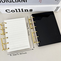 Mini-classeur A7 en acrylique, couverture rigide dorée à 6 anneaux pour agenda et journal, personnalisable avec diverses pages intérieures