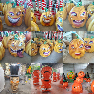 Grande sculpture de citrouille d'Halloween en fibre de verre personnalisée pour la décoration de fête d'Halloween, événement, vacances - Product Image 4