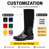 Bottes de pluie antidérapantes pour femmes en PVC, imperméables, résistantes aux acides et aux alcalis, imprimées, bottes Wellington tendance, logo personnalisé disponible