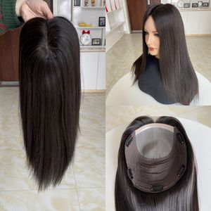 Toupet en cheveux humains vierges 100% chinois pour femmes, taille 8,5x9 pouces, avec clips, dessus en dentelle monofilament, dos tissé, livraison directe d'usine - Product Image 1