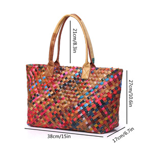 Sac fourre-tout spacieux pour femme AndoBag en cuir véritable avec surpiqûres de couleur unie et fermeture éclair, imperméable, <span class=keywords><strong>à</strong></span> porter <span class=keywords><strong>à</strong></span> l'épaule, tricoté - Product Image 2