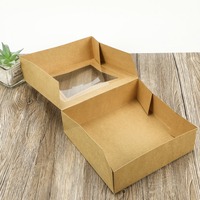 Scatola Regalo in Carta Kraft con Coperchio a Finestra Quadrifoglio, Ecologica per Pasticceria, Asporto, Regali, Feste, Confezioni per la Vendita al Dettaglio