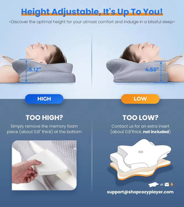 Oreiller cervical thérapeutique orthopédique en mousse à mémoire de forme ergonomique, personnalisable et professionnel, pour dormeurs latéraux - Product Image 6