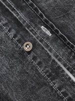 Kemeja Denim Depan Bersaku Satu Potong untuk Pria, Blus Kasual Denim Pria Grosir, Baju Denim Pria Satu Potong