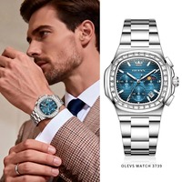 OLEVS 3739 Nouvelle Montre Homme Grand Cadran Carré Diamanté Analogique Quartz Classique Étanche Luxe
