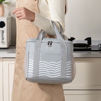 Sac à lunch élégant de style Instagram à motif ondulé en tissu Oxford isolé, doublure en aluminium épaisse, imperméable