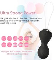 Weibliches Masturbationsspielzeug Vaginaler Straffungsvibrator 10-Frequenz Fernbedienung Silikon + ABS-Material Wasserdicht Kegel-Übungsgerät