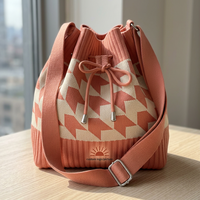 Sac seau en tricot léger et doux, pliable avec cordon de serrage, pour le travail, le quotidien, décontracté, personnalisable ODM/OEM