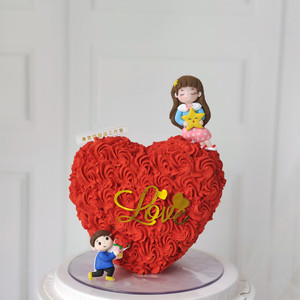 Heart Shape Cake Toppers Handmade Valentine'S Day Wedding Couple Decorations For Dessert Table - Product Image 1