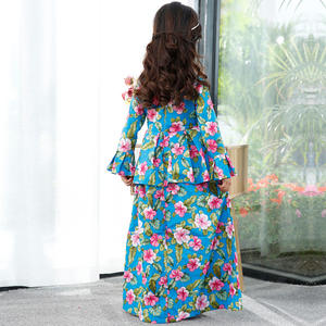 SIPO - Robe musulmane une pièce pour filles, <span class=keywords><strong>Baju</strong></span> <span class=keywords><strong>Kurung</strong></span> malaisien, jupe florale pour enfants, robe longue à manches longues, abaya pour filles - Product Image 4