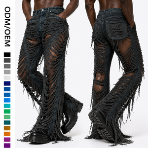 <span class=keywords><strong>Jeans</strong></span> Strappati Estremi da Uomo con Orlo Sfilacciato e Frange, Prezzo di Fabbrica OEM ODM, Basso MOQ - Product Image 1