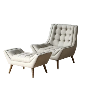 Modern Tufted Upholstered <b>Lounge</b> <b>Chair</b> Wood Legs Linen Fabric Home Furniture Apartment Bedroom Living- Room Dining Home Office - Product Image 1